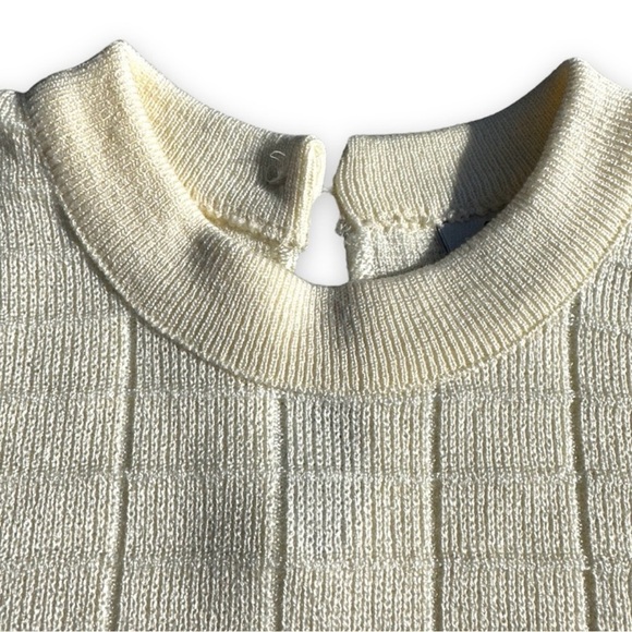 Vintage Mita Pastel Yellow Top Short Sleeve Windowpane Sweater Women’s Size XL - Picture 3 of 11